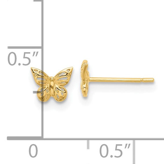 14K Polished Small Butterfly Post Earrings