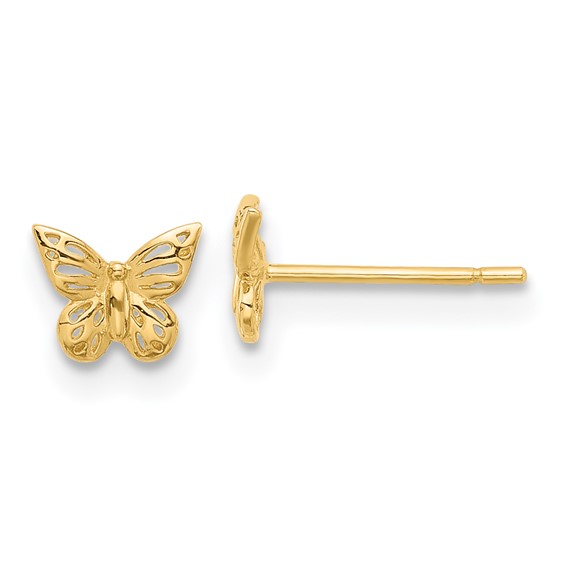 14K Polished Small Butterfly Post Earrings