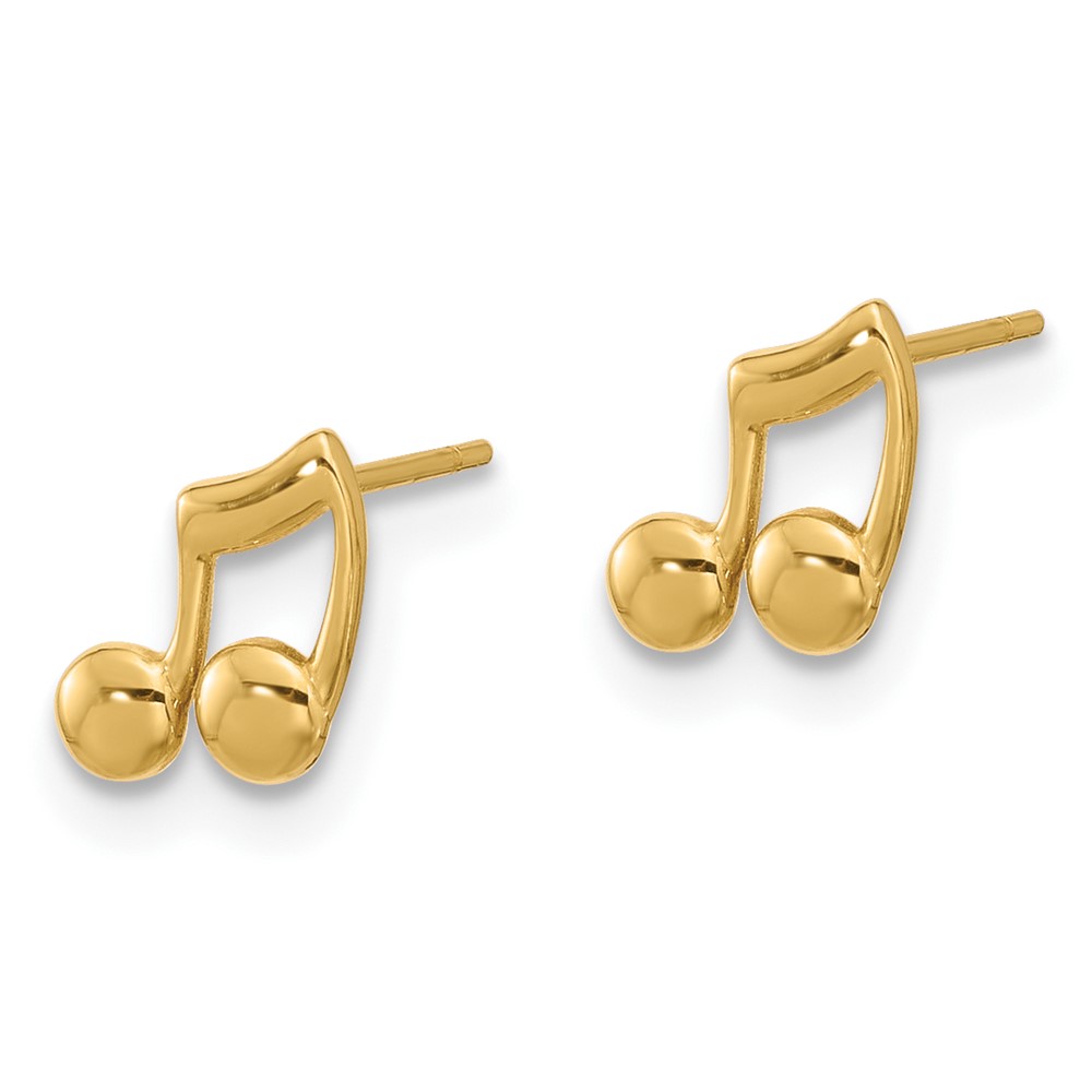 14K Polished Music Notes Post Earrings (YE2220)