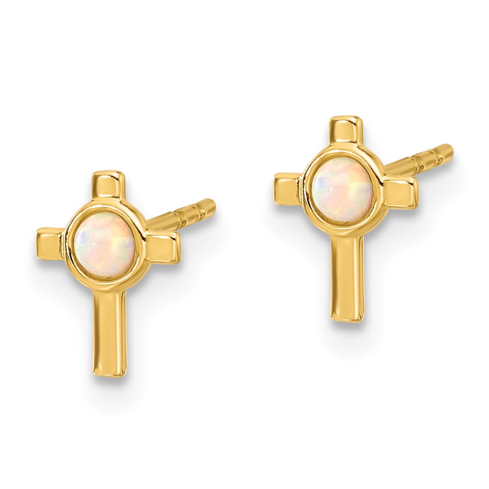14K Created Opal Cross Post Earrings (YE2225)
