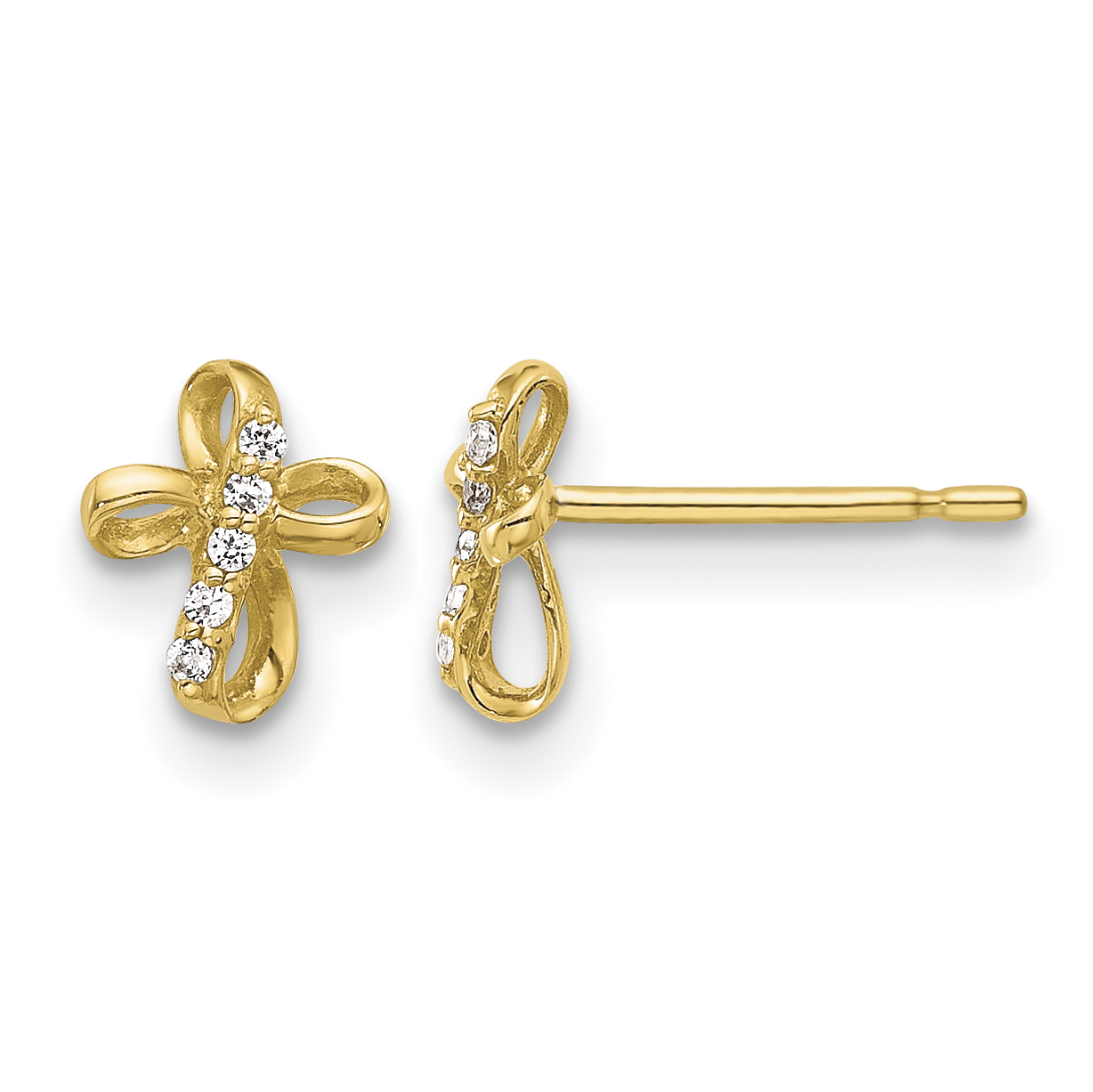14K CZ Cross Post Earrings (YE2226)