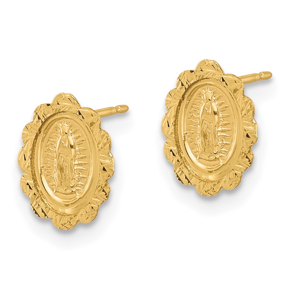 14K Diamond Cut Miraculous Medal Post Earrings (YE2228)