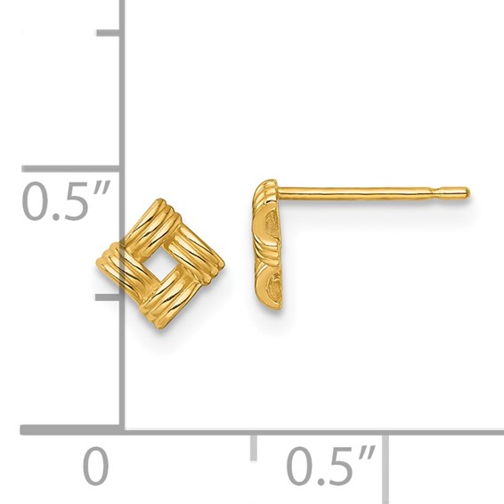 14k Polished Woven Square Post Earrings