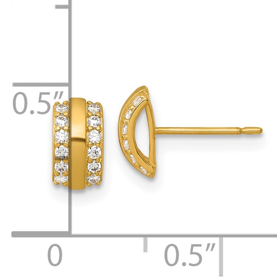 14k Polished CZ Curved Bar Post Earrings