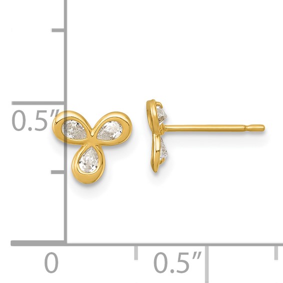 14k Polished Triple CZ 7mm Post Earrings