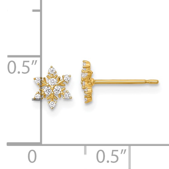 14k Polished Tiny CZ Snowflake Post Earrings