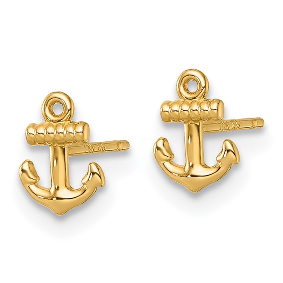 14k Polished Mini Anchor Post Earrings