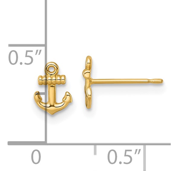 14k Polished Mini Anchor Post Earrings