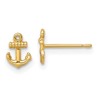 14k Polished Mini Anchor Post Earrings