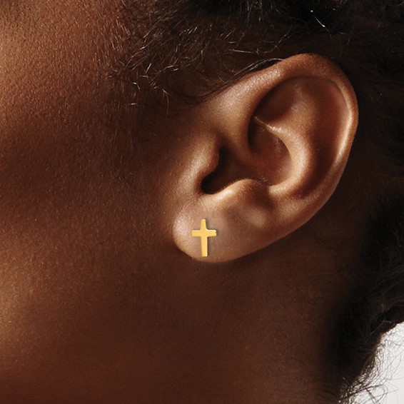 Gold Cross Post Earrings