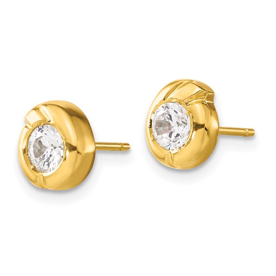 14k Polished Fancy CZ Post Earrings
