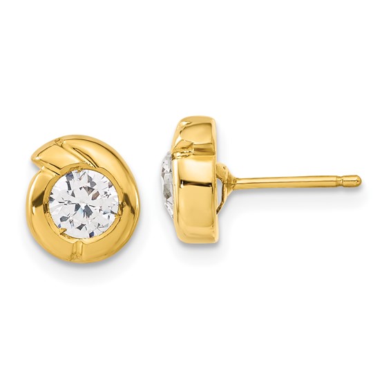 14k Polished Fancy CZ Post Earrings