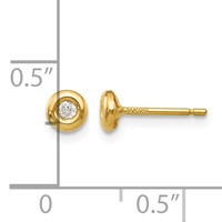 14K Yellow Gold Polished 4mm Circle Bezel Earrings with CZ Post view 4