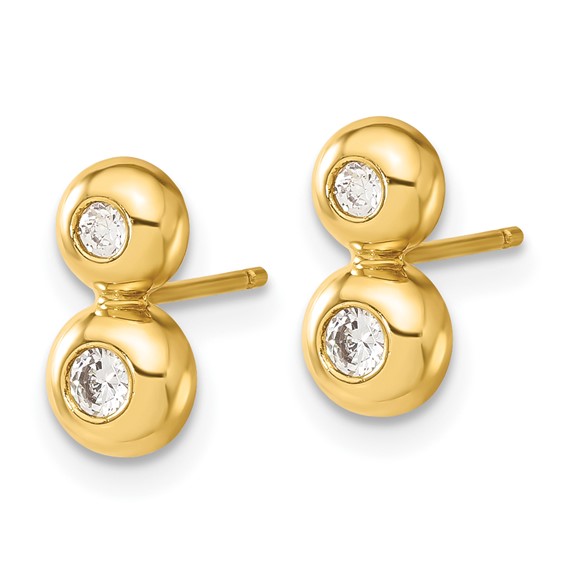 14ky Polished CZ Post Earrings