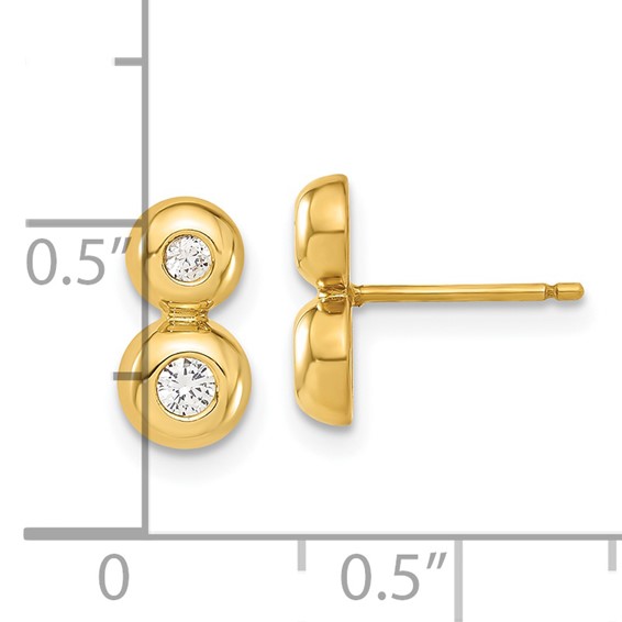 14ky Polished CZ Post Earrings