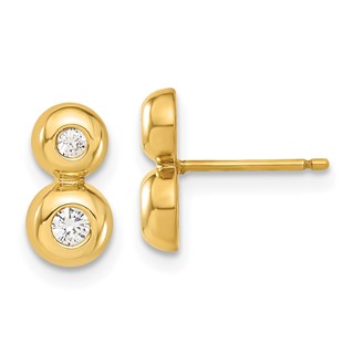 14ky Polished CZ Post Earrings