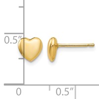 14K 6mm Yellow Gold Polished Heart Post Stud Earrings view 4