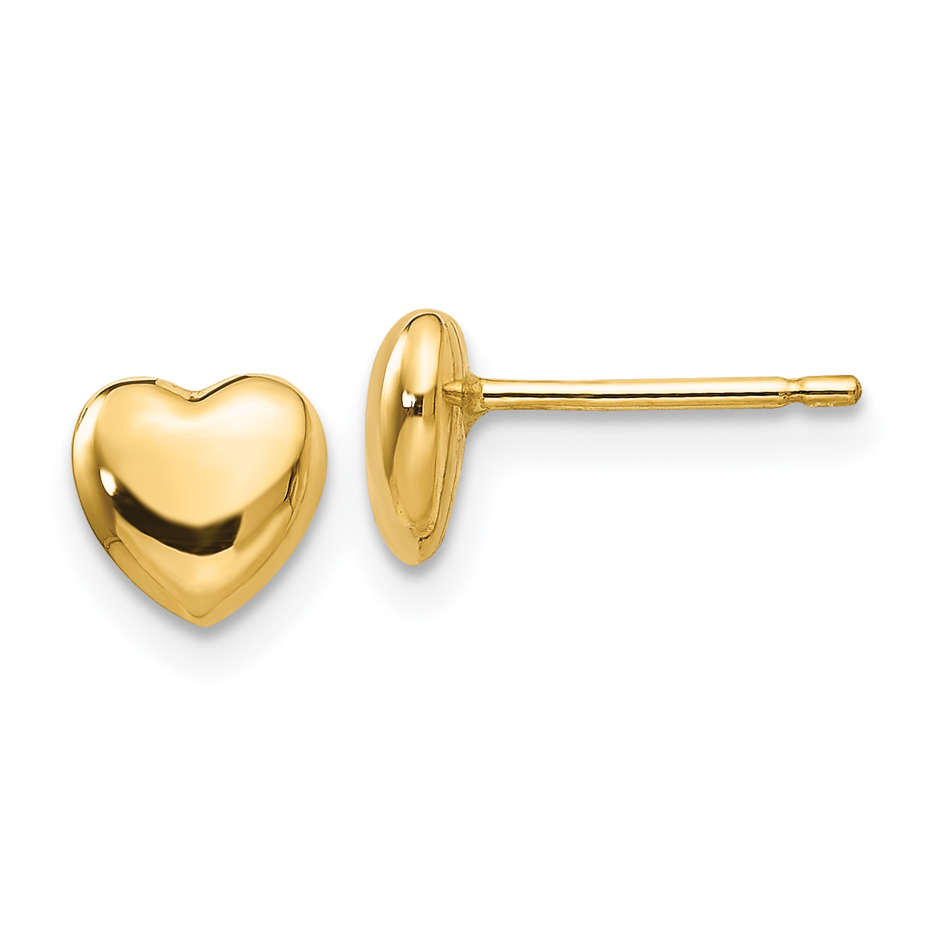 14K Polished Heart Post Stud Earrings (YE300)