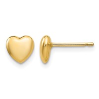 14K 6mm Yellow Gold Polished Heart Post Stud Earrings view 1
