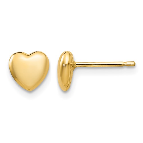 14K 6mm Yellow Gold Polished Heart Post Stud Earrings