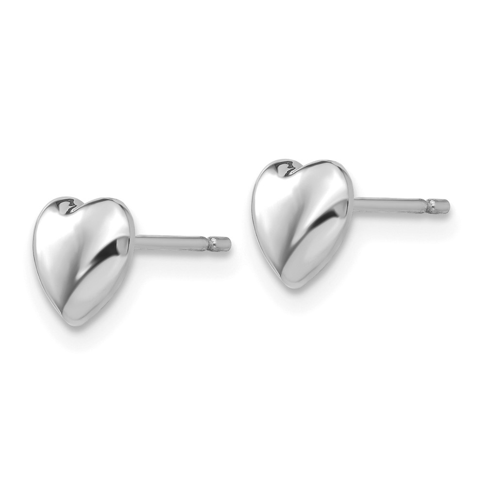14k White Gold Heart Post Stud Earrings (YE300W)
