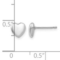 14K White Gold 6mm Heart Post Stud Earrings view 4