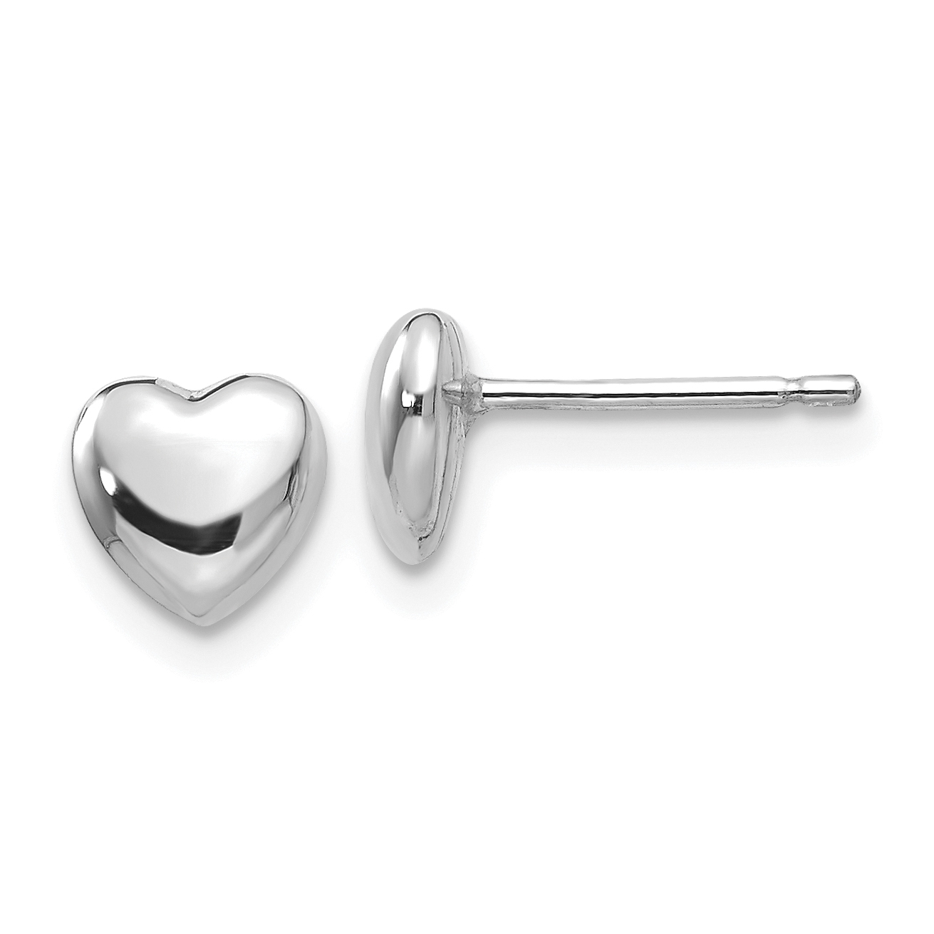 14k White Gold Heart Post Stud Earrings (YE300W)