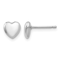 14K White Gold 6mm Heart Post Stud Earrings view 1