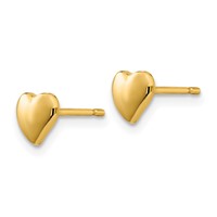 14K Yellow Gold Polished Heart Post Earrings view 2