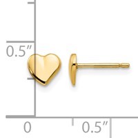 14K Yellow Gold Polished Heart Post Earrings view 4