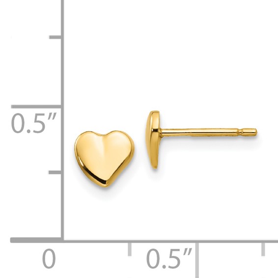 14K Polished Heart Post Earrings