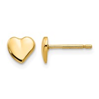 14K Yellow Gold Polished Heart Post Earrings view 1