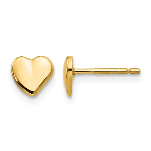 14K Yellow Gold Polished Heart Post Earrings