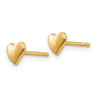14K Yellow Gold Polished Heart Post Stud Earrings view 2
