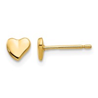 14K Yellow Gold Polished Heart Post Stud Earrings view 1