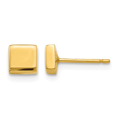 14K Yellow Gold Polished 4.5mm Square Post Earrings