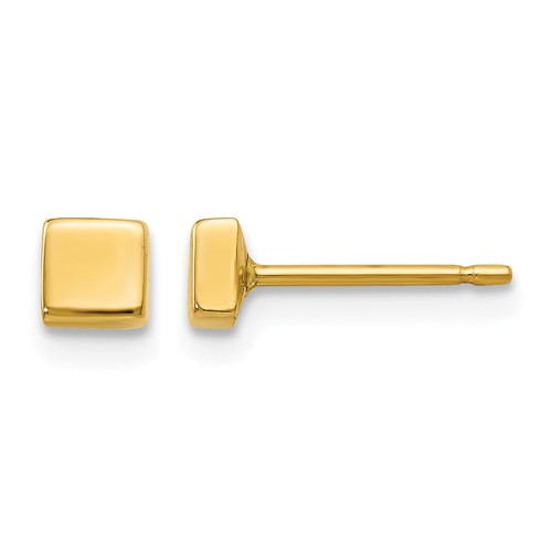 14K Yellow Gold Polished 3.5mm Square Post Earrings
