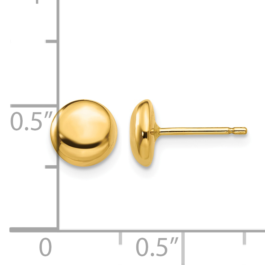 14k 7mm Polished Puffed Round Button Post Earrings YE312 detailed image 4