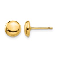 14K 7mm Yellow Gold Polished Puffed Round Button Post Earrings view 1