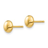 14K 6mm Yellow Gold Polished Puffed Round Button Post Earrings view 2