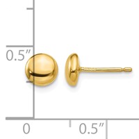14K 6mm Yellow Gold Polished Puffed Round Button Post Earrings view 4