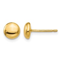 14K 6mm Yellow Gold Polished Puffed Round Button Post Earrings view 1