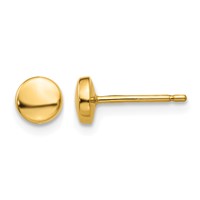 14K 5mm Yellow Gold Polished Puffed Round Button Post Earrings view 1