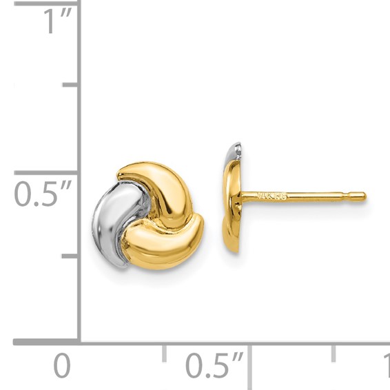 14k and White Rhodium Polished Fancy Trinity Knot Post Earrings