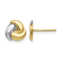 14K and White Rhodium Polished Fancy Trinity Knot Post Earrings view 1