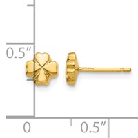 14K Yellow Gold Small Polished 4-Leaf Clover Post Earrings view 4