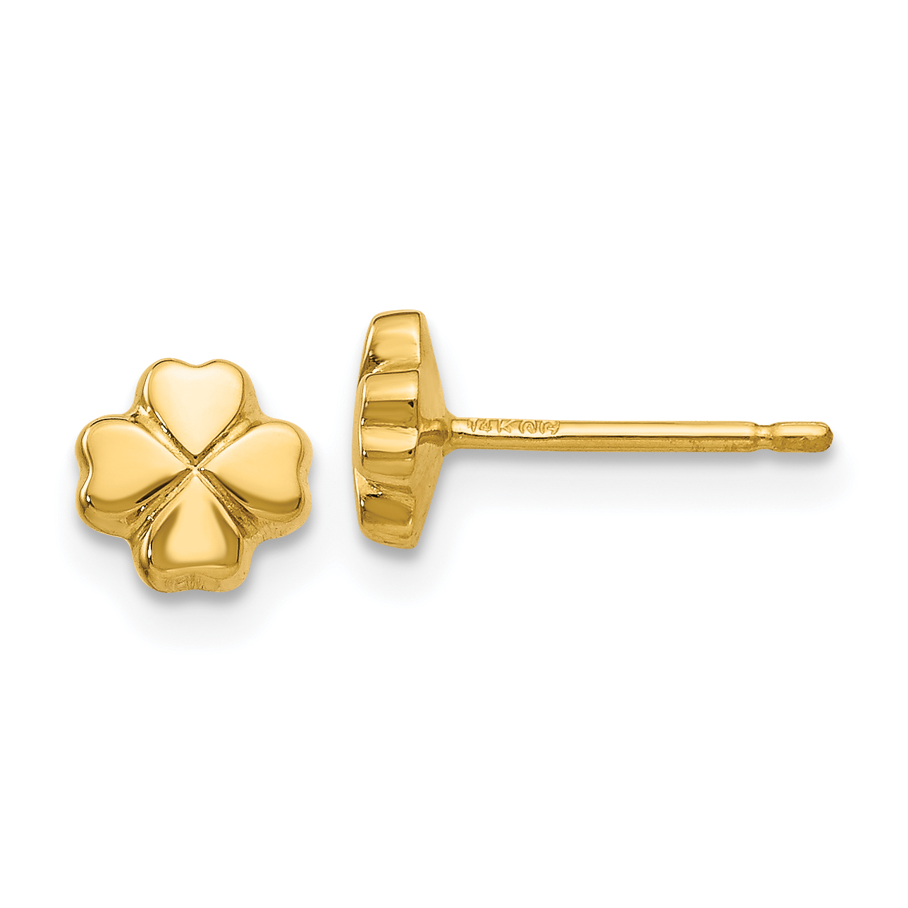 14k Polished 4-Leaf Clover Post Ear (YE383)
