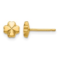 14K Yellow Gold Small Polished 4-Leaf Clover Post Earrings view 1