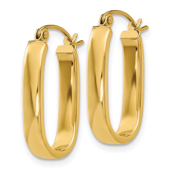 3.5mm Gold Polished Oval Hoop Earrings