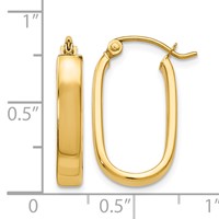 14K Yellow Gold 3.5x 22mm Polished Oval Tube Hoop Earrings view 4